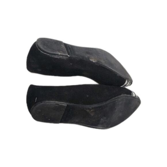 black ballet flats W/ white plaid toe Sz 8.5 Slip On Pointed Toe Suede ROSS - Picture 7 of 10